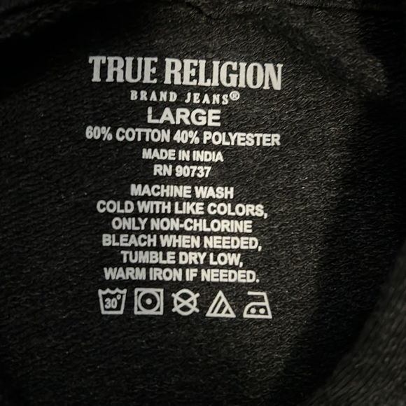 True Religion Slanted TR hoodie pullover - size L - Picture 5 of 12